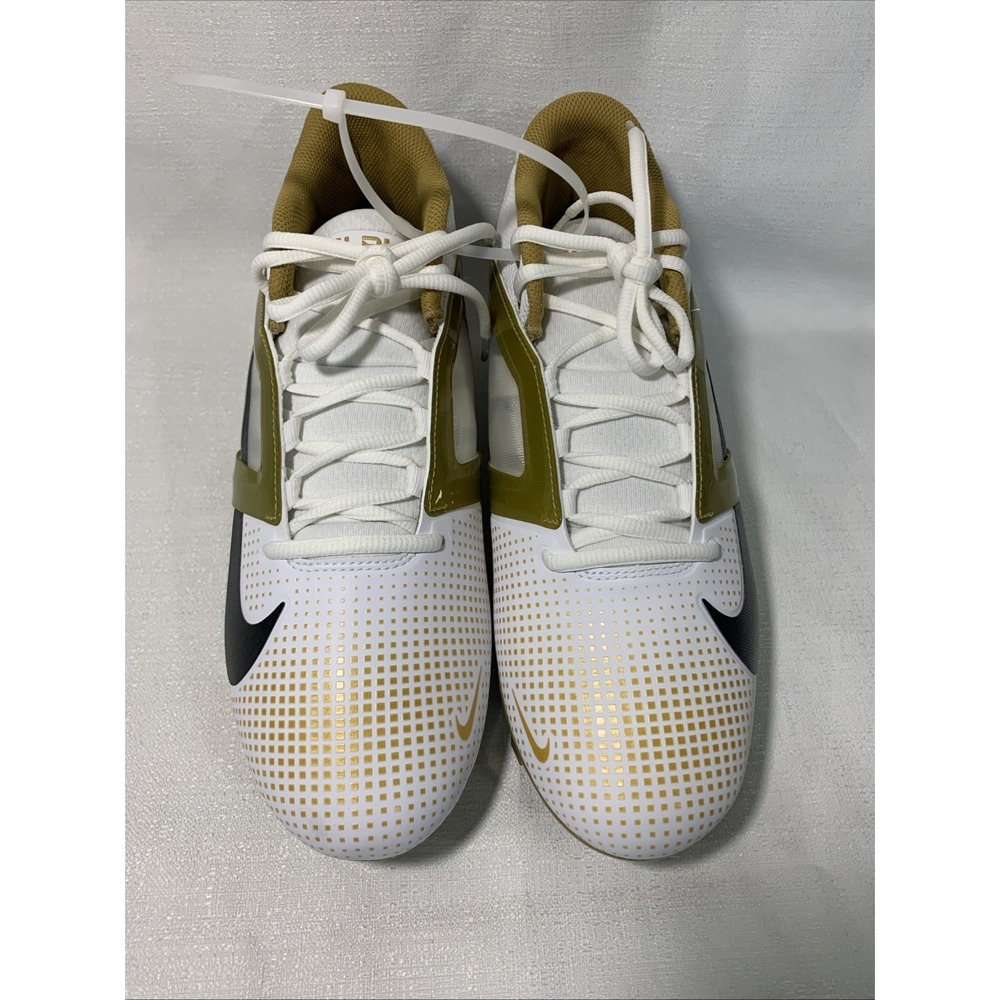 Nike Alpha Menace 4 Pro Football Cleats White Black GoldSize 10.5 Wide Brand New